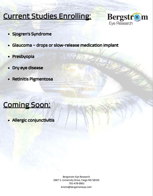 Current Studies Enrolling for Clinic Sign Current Studies Enrolling for Clinic Sign